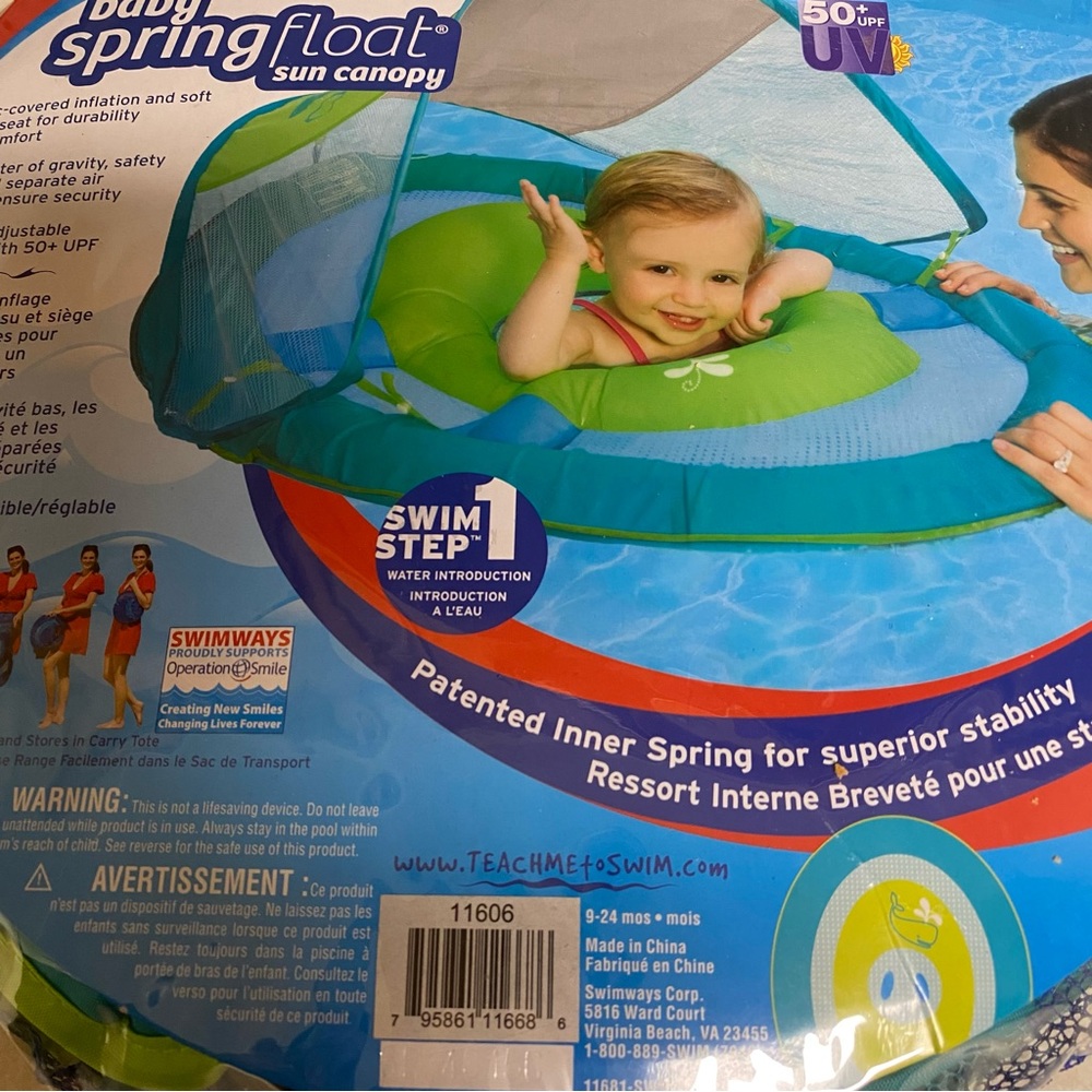 SwimWays Baby Aqua Float Sun Canopy Infant Toddler 9 To 24 Months